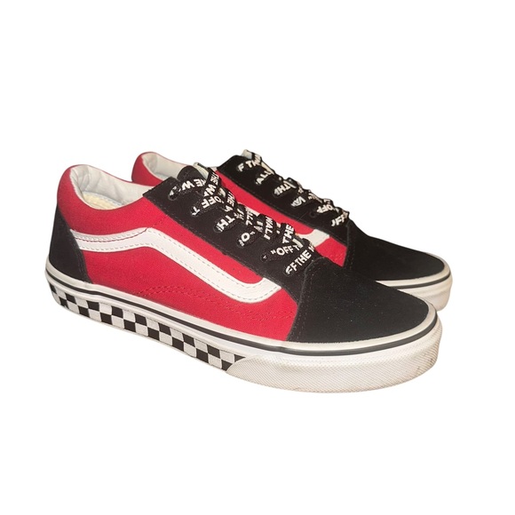 Vans Old Skool red and black checkerboard sole sneakers - Picture 2 of 9